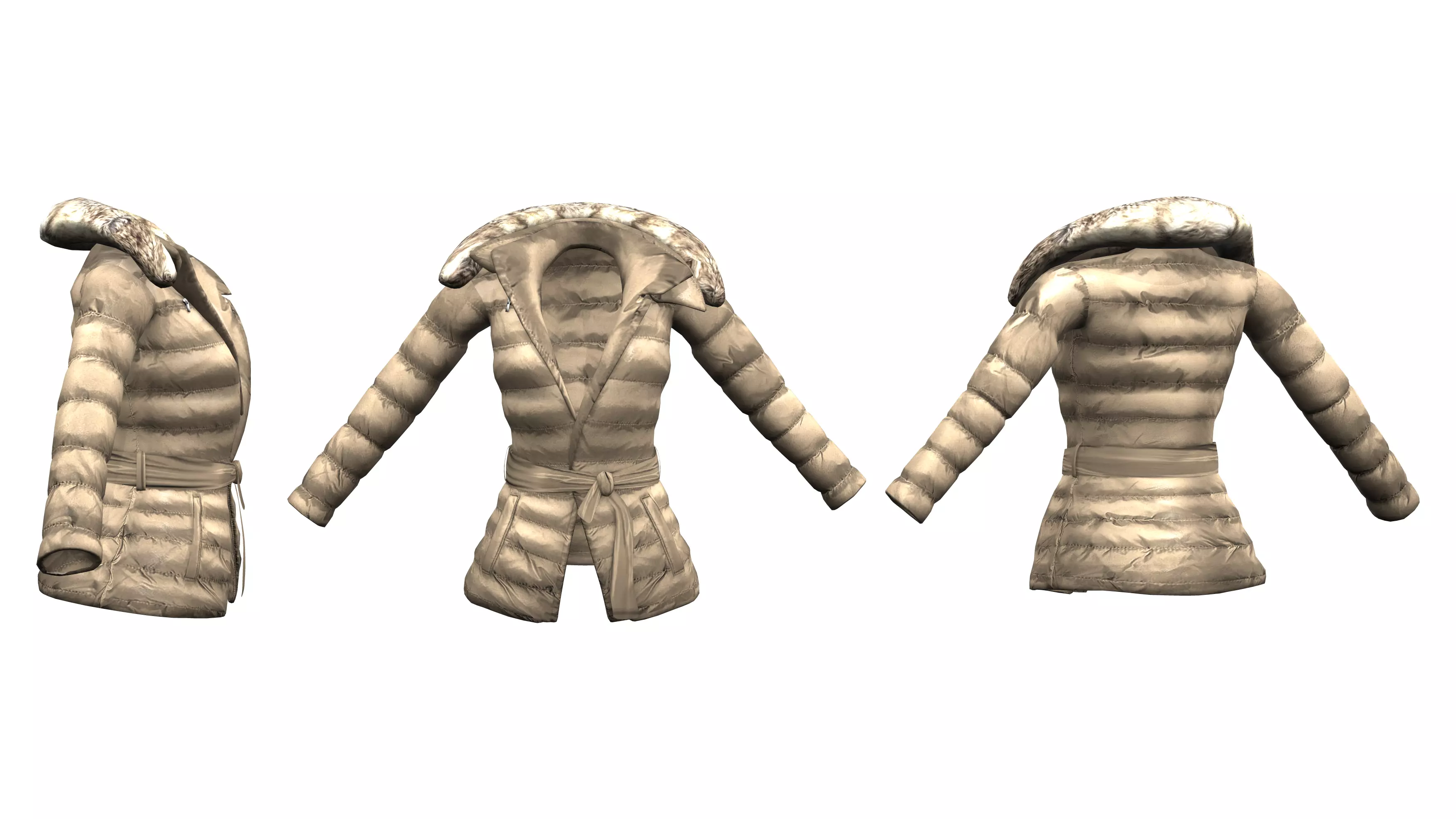 Front Tied Padded Coat Low-poly 3D model