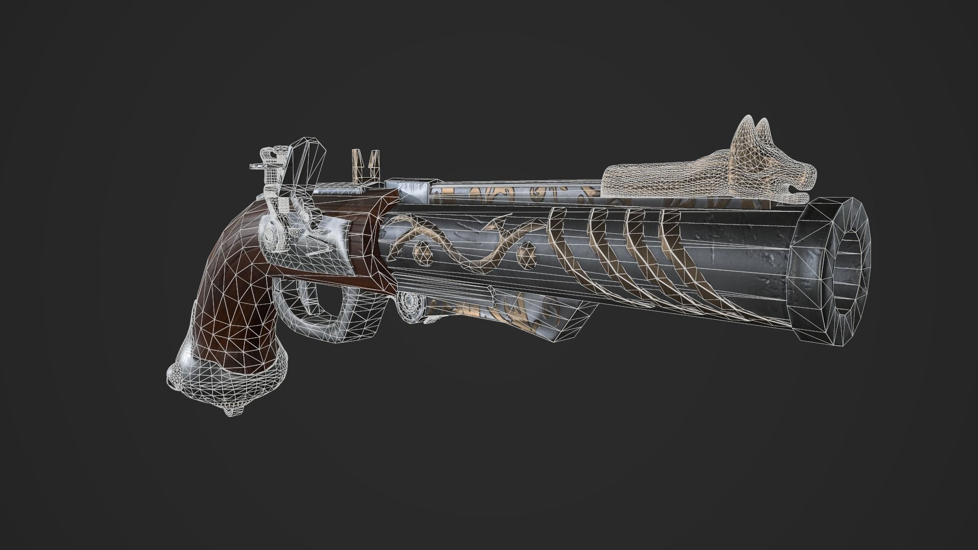 Flintlock Pistol Low-poly 3D model_7