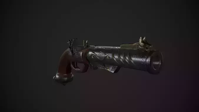 Flintlock Pistol Low-poly 3D model Flintlock Pistol Low-poly 3D model