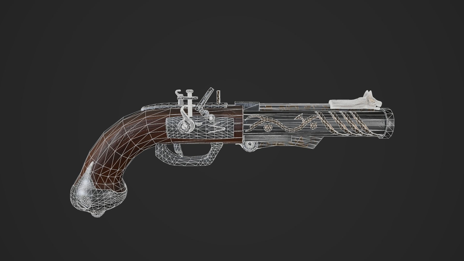Flintlock Pistol Low-poly 3D model_6