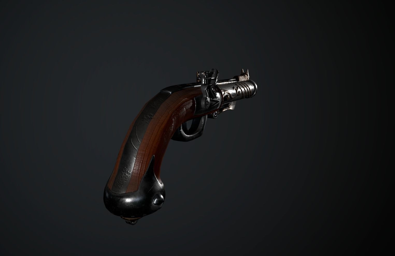 Flintlock Pistol Low-poly 3D model_4