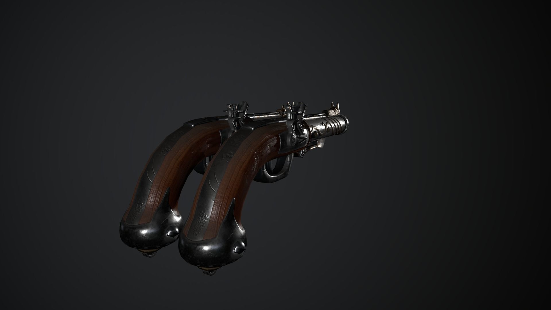 Flintlock Pistol Low-poly 3D model_2