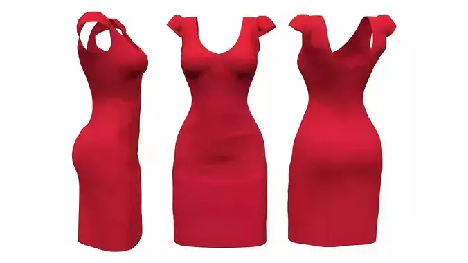 V-Neck Ponti Pencil Career Dress Low-poly 3D model