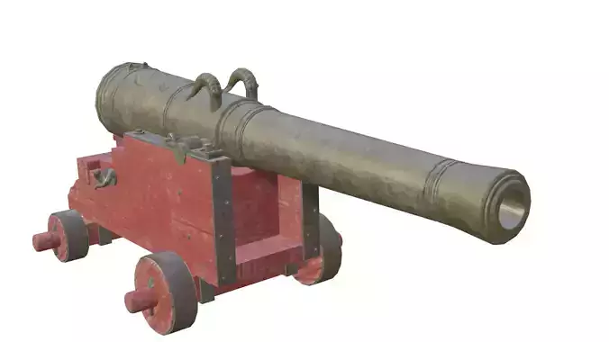 24-pounder naval cannon with LODs model Low-poly 3D model
