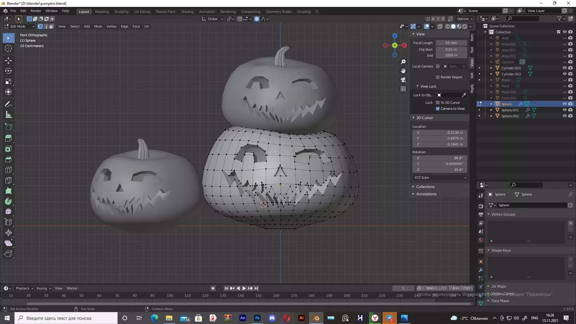 pumpkins for halloween 3D model_0