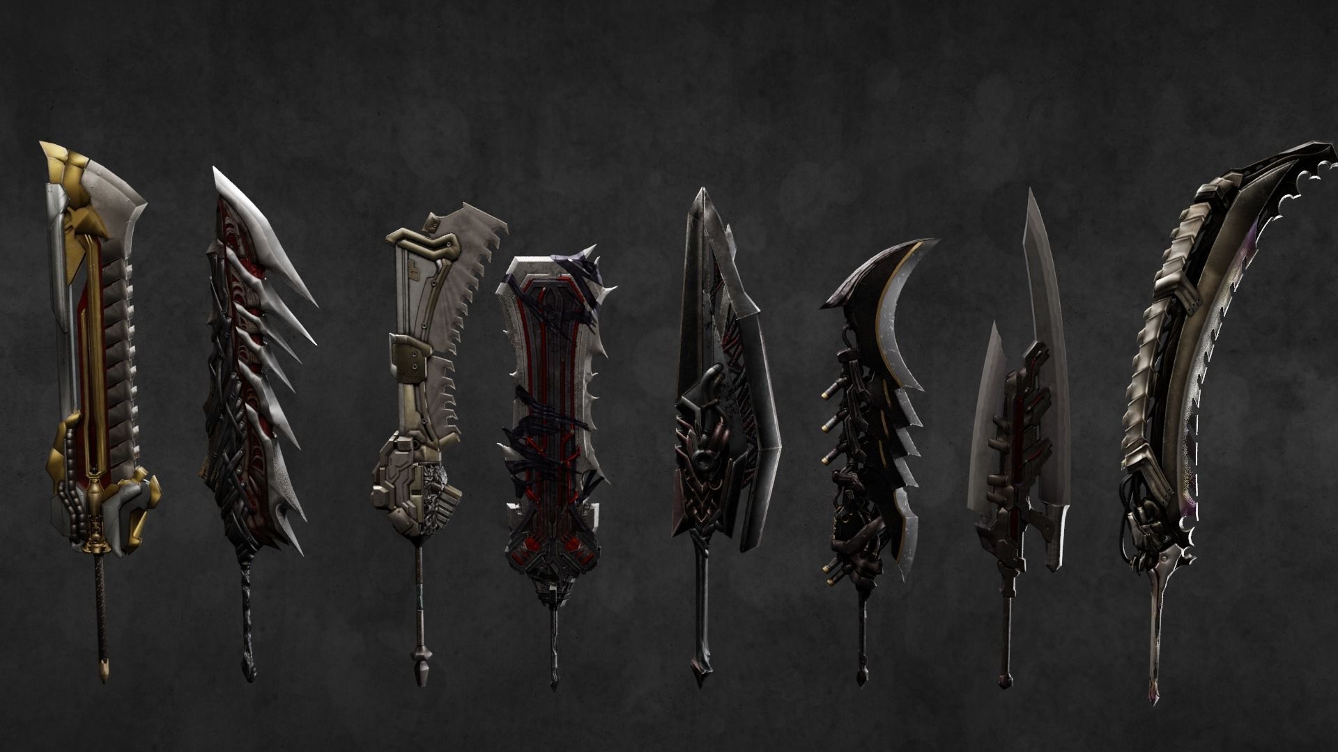 Fantasy Weapons Models For Games with Textures Low-poly 3D model_3