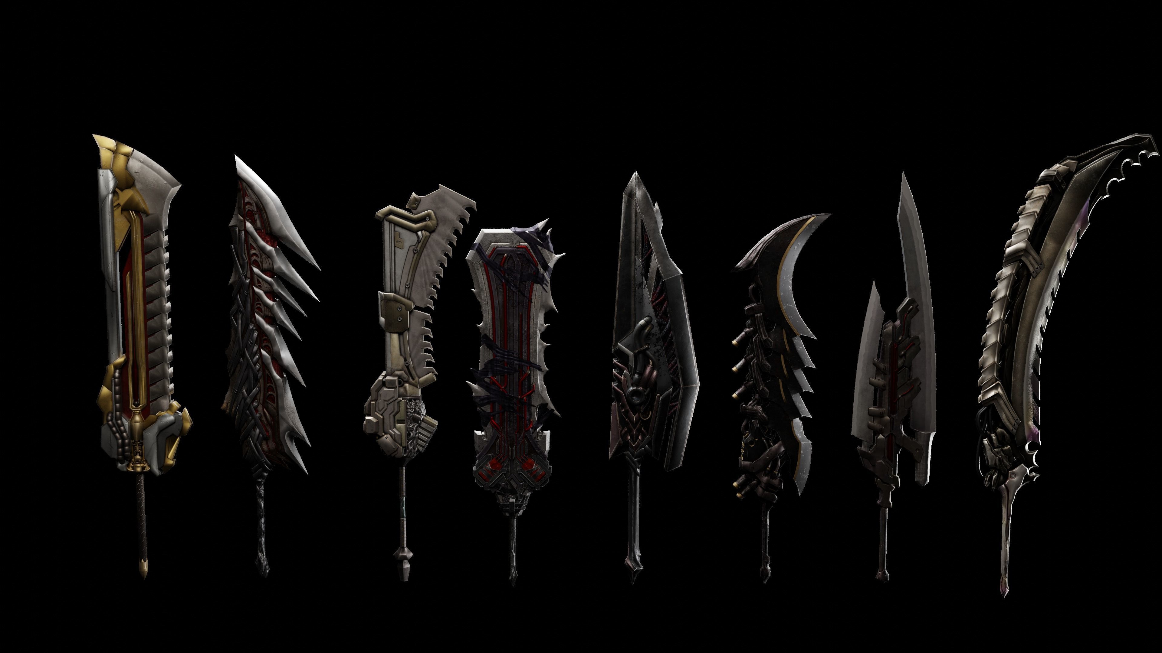 Fantasy Weapons Models For Games with Textures Low-poly 3D model_5