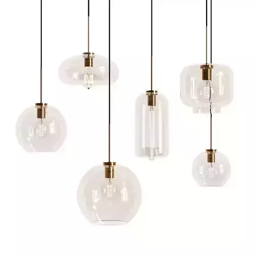 VILMO glass and brass pendant lights