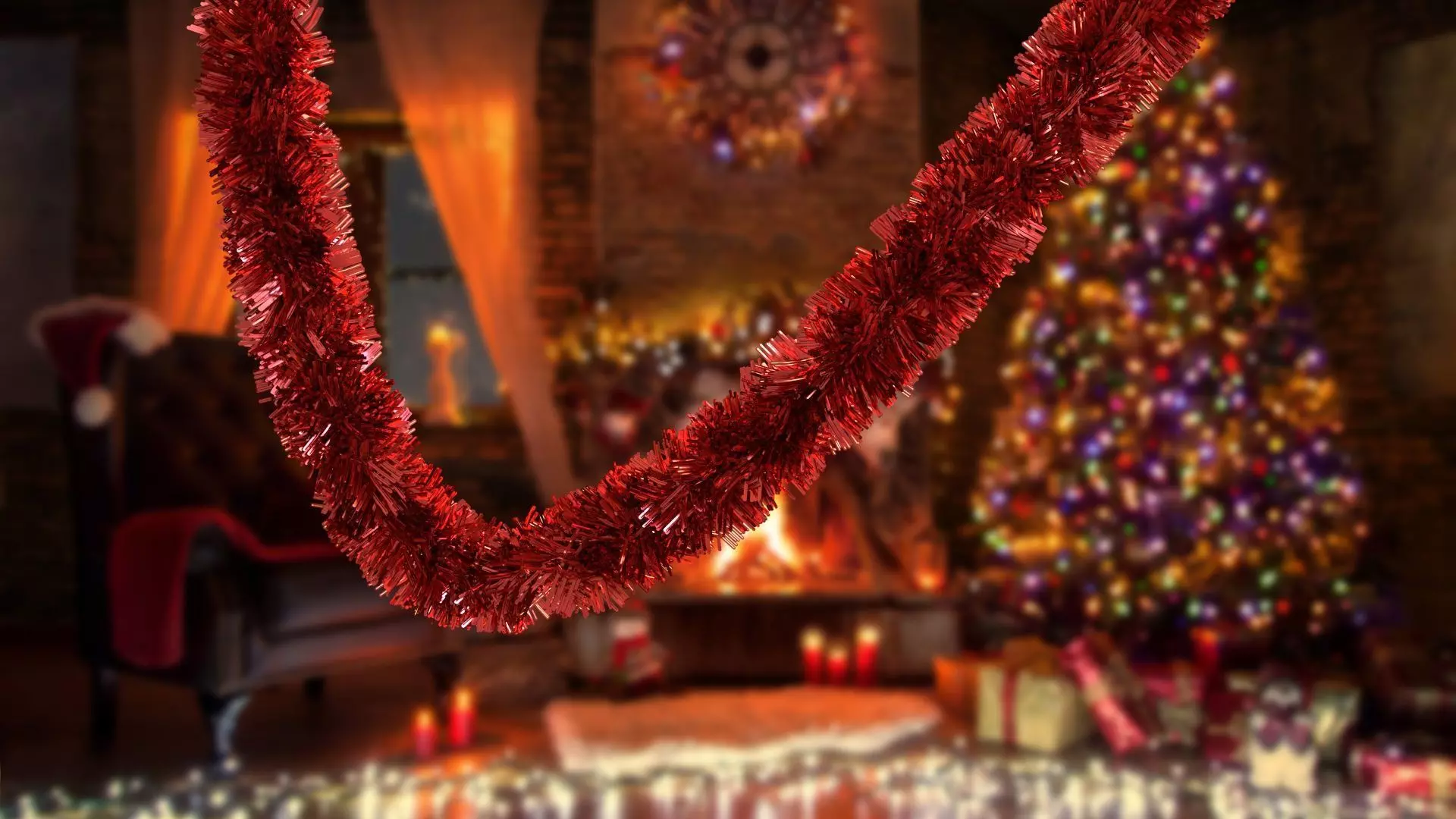 3D animated Christmas Tinsel 3D model_0