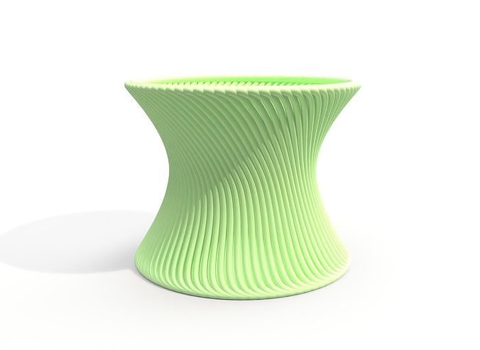 Green coloured wavy pot 3D print model