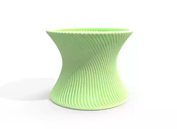 Green coloured wavy pot 3D print model