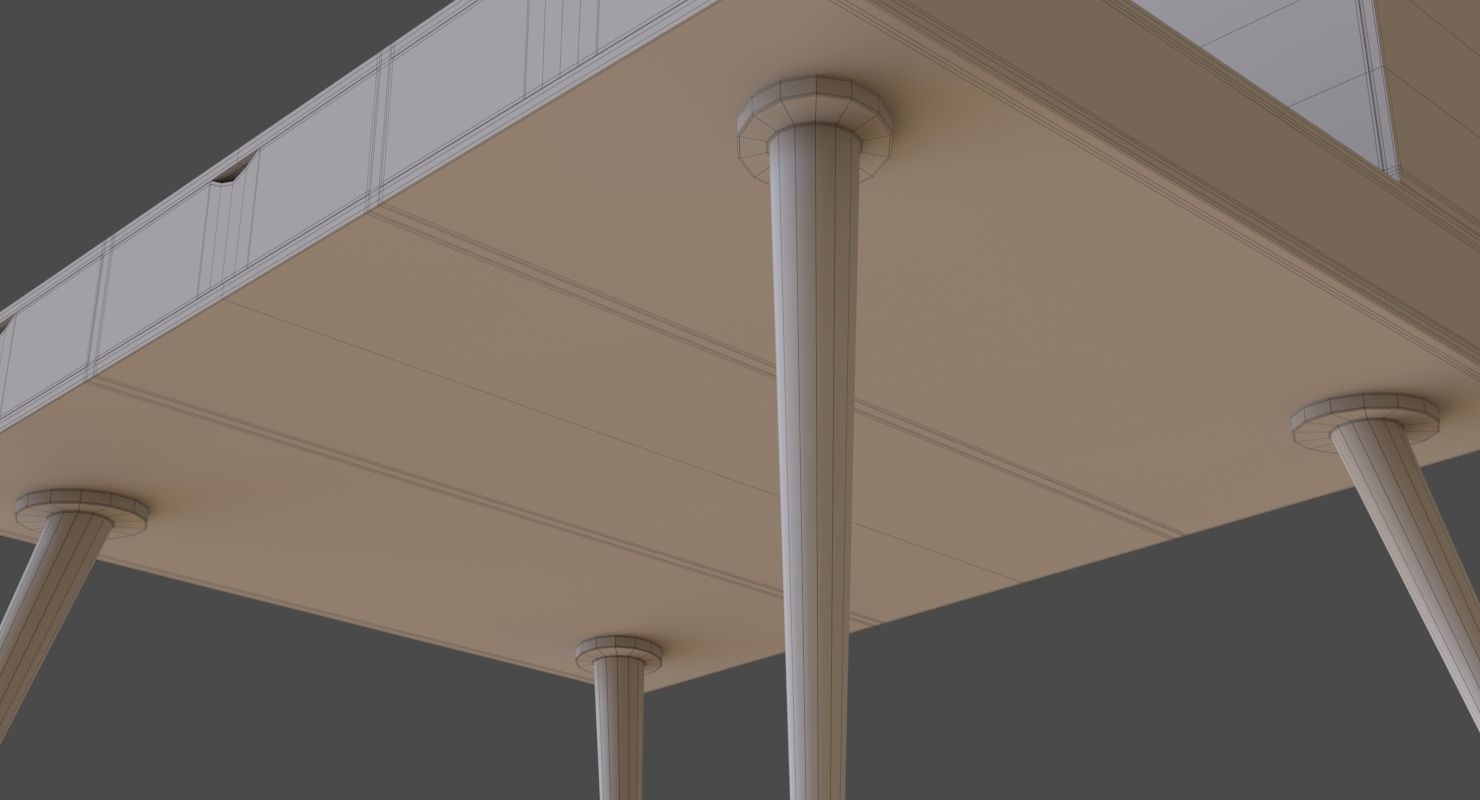 Wooden study desk 3D model_9