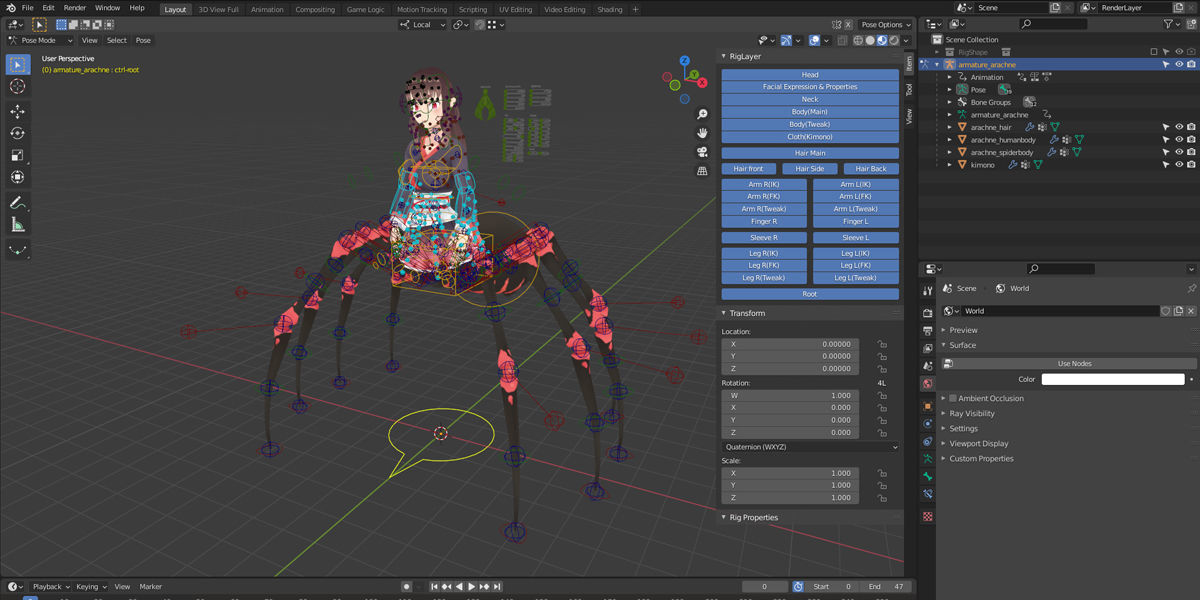 Monster Girl Arachne Low-poly 3D model_10