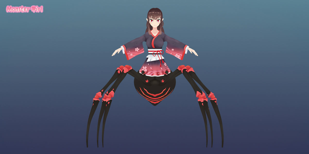 Monster Girl Arachne Low-poly 3D model_2