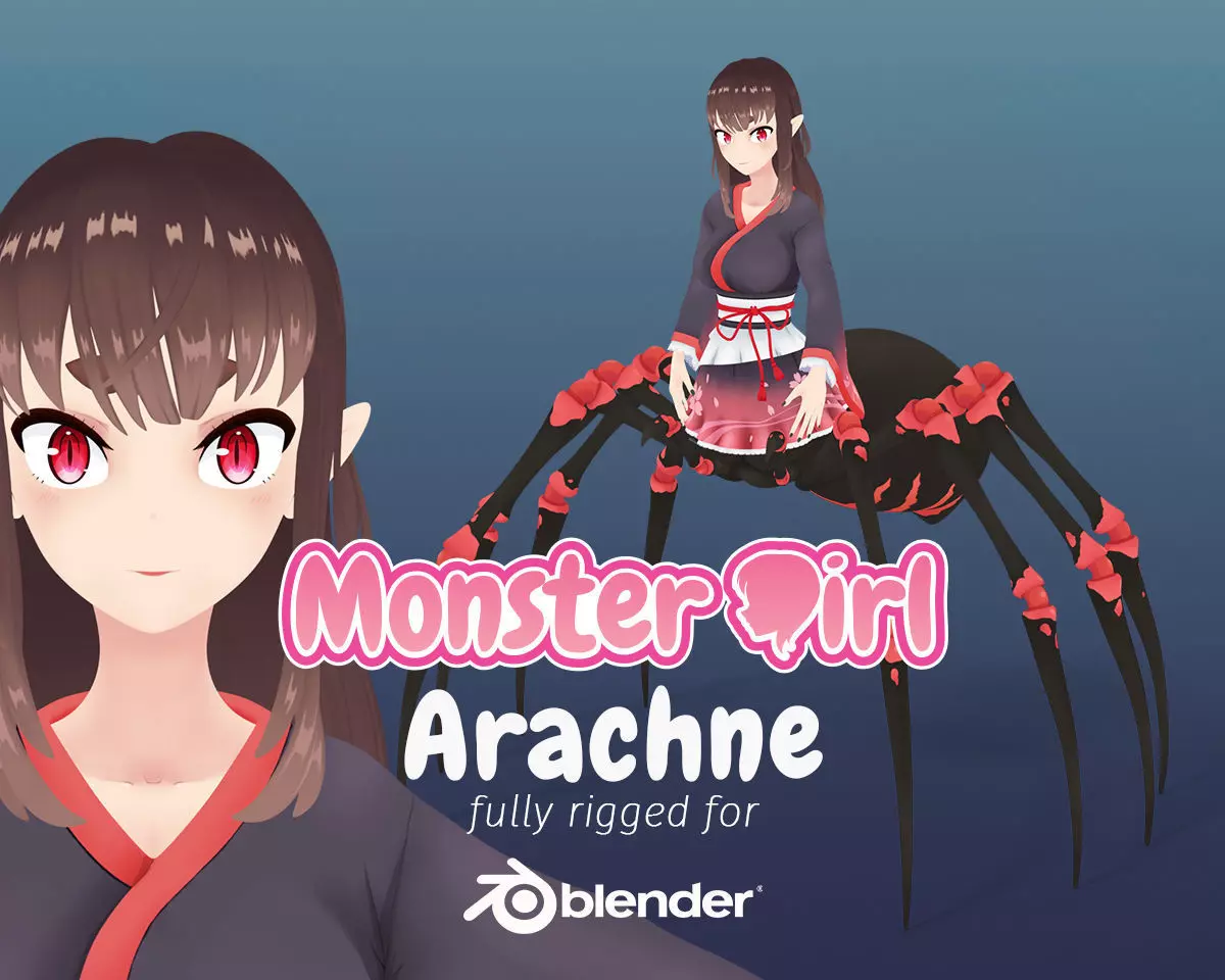 Monster Girl Arachne Low-poly 3D model_0