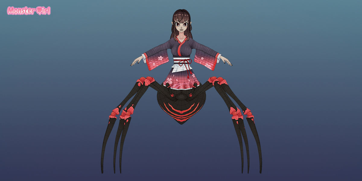 Monster Girl Arachne Low-poly 3D model_3