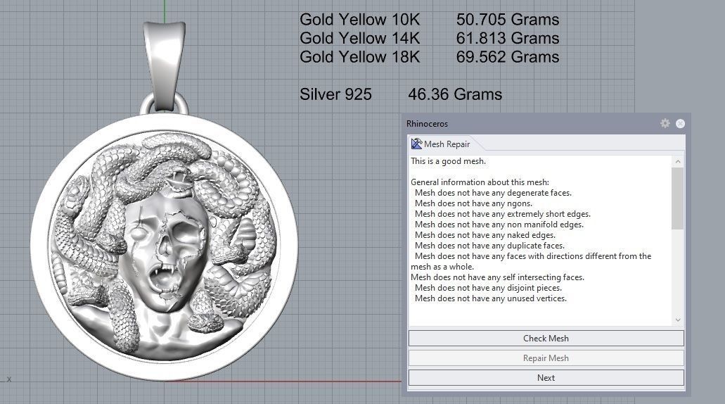 Medusa pendant 3D print model_7