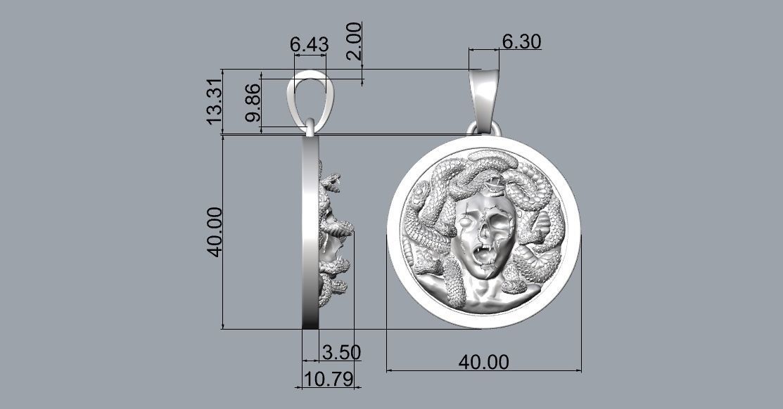 Medusa pendant 3D print model_6