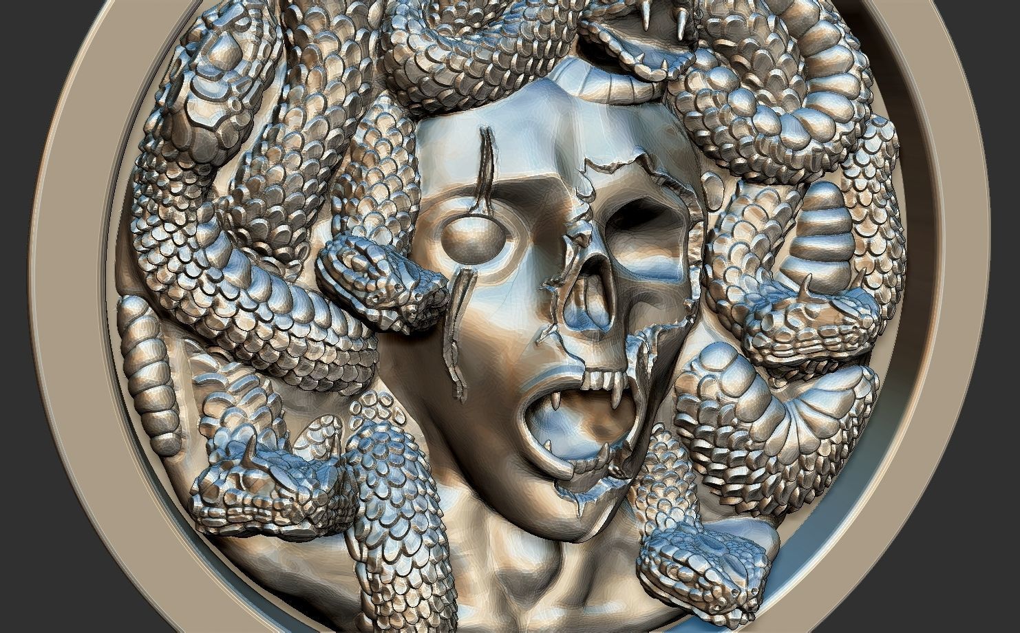 Medusa pendant 3D print model_5