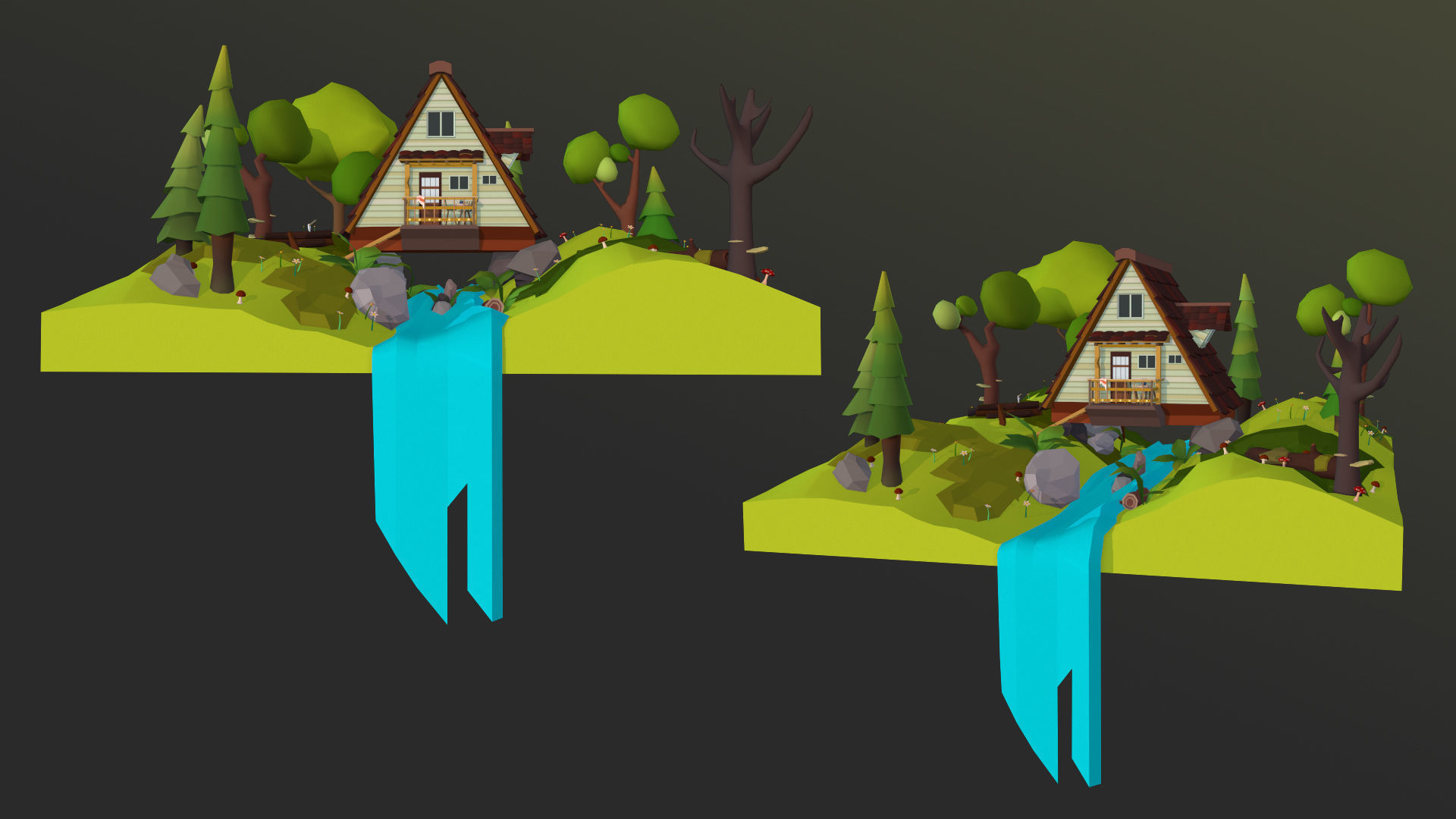 House in woods Low-poly 3D model_3