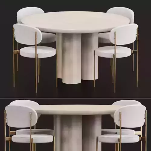 Anthropologie Anya Travertine Dining Table I Dining chair 06 3D model