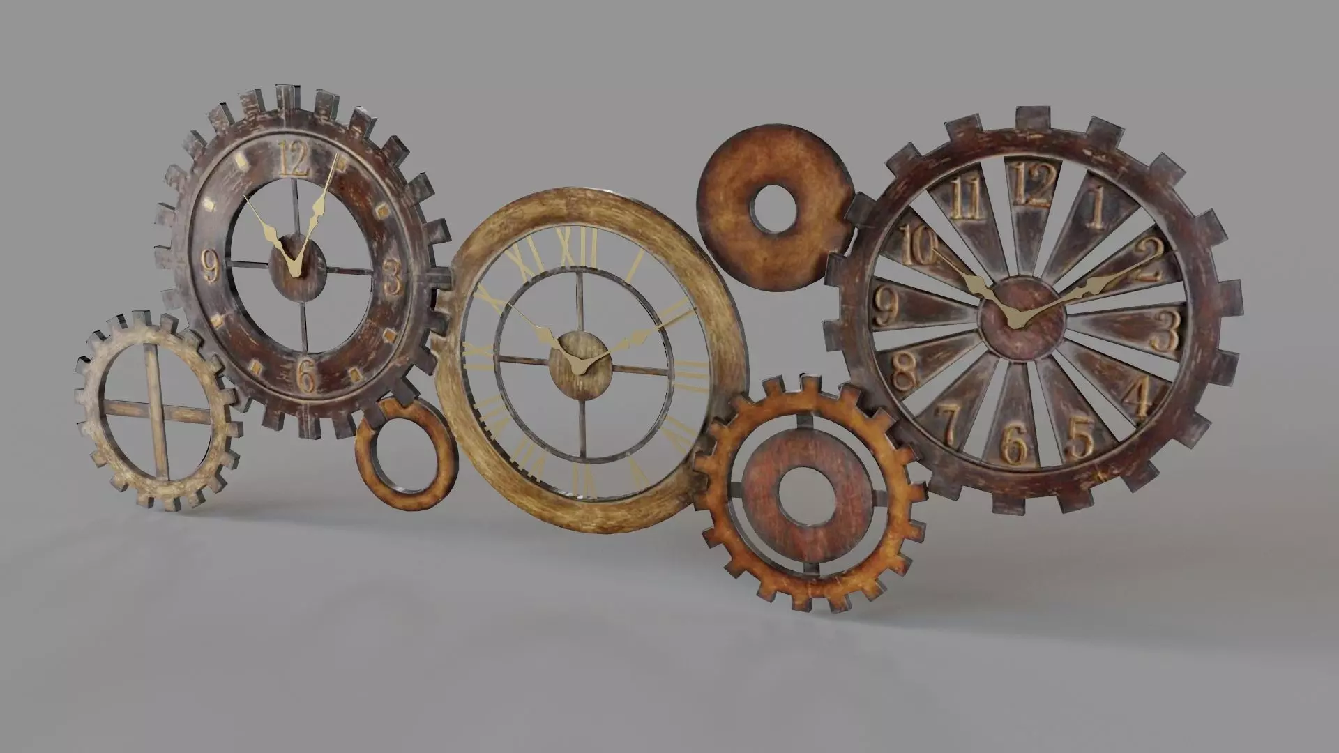 21 x 54 Mechanical Parts Wall Clock 3D model_0