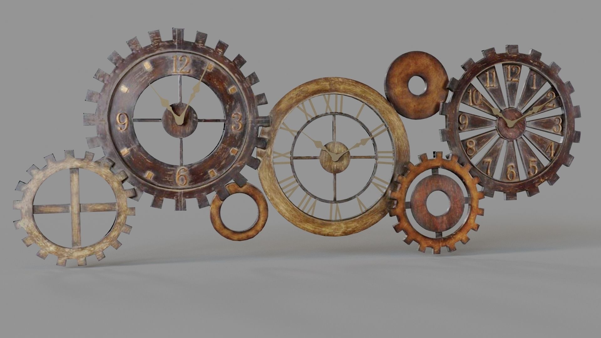 21 x 54 Mechanical Parts Wall Clock 3D model_1