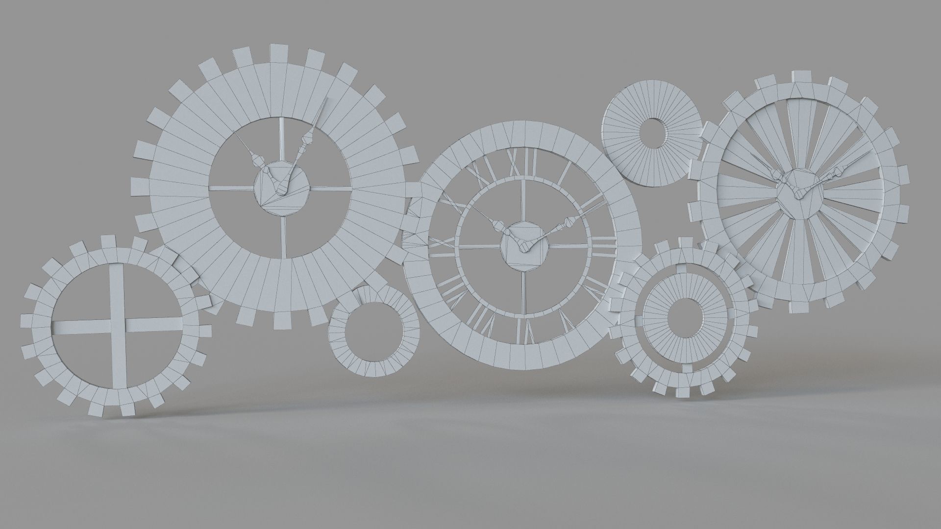 21 x 54 Mechanical Parts Wall Clock 3D model_2