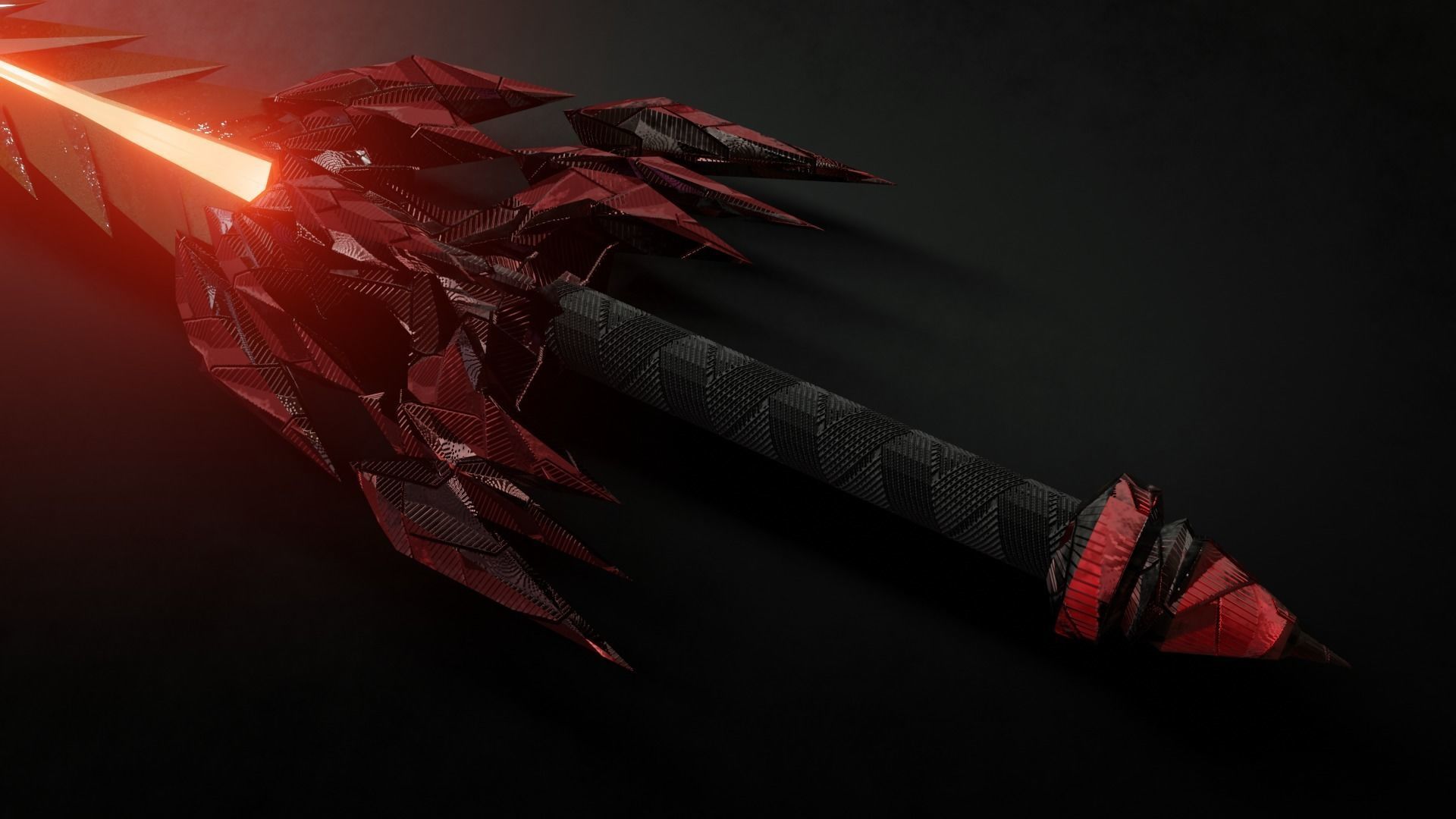 Diabolic Glowing Sword Low-poly 3D model_3
