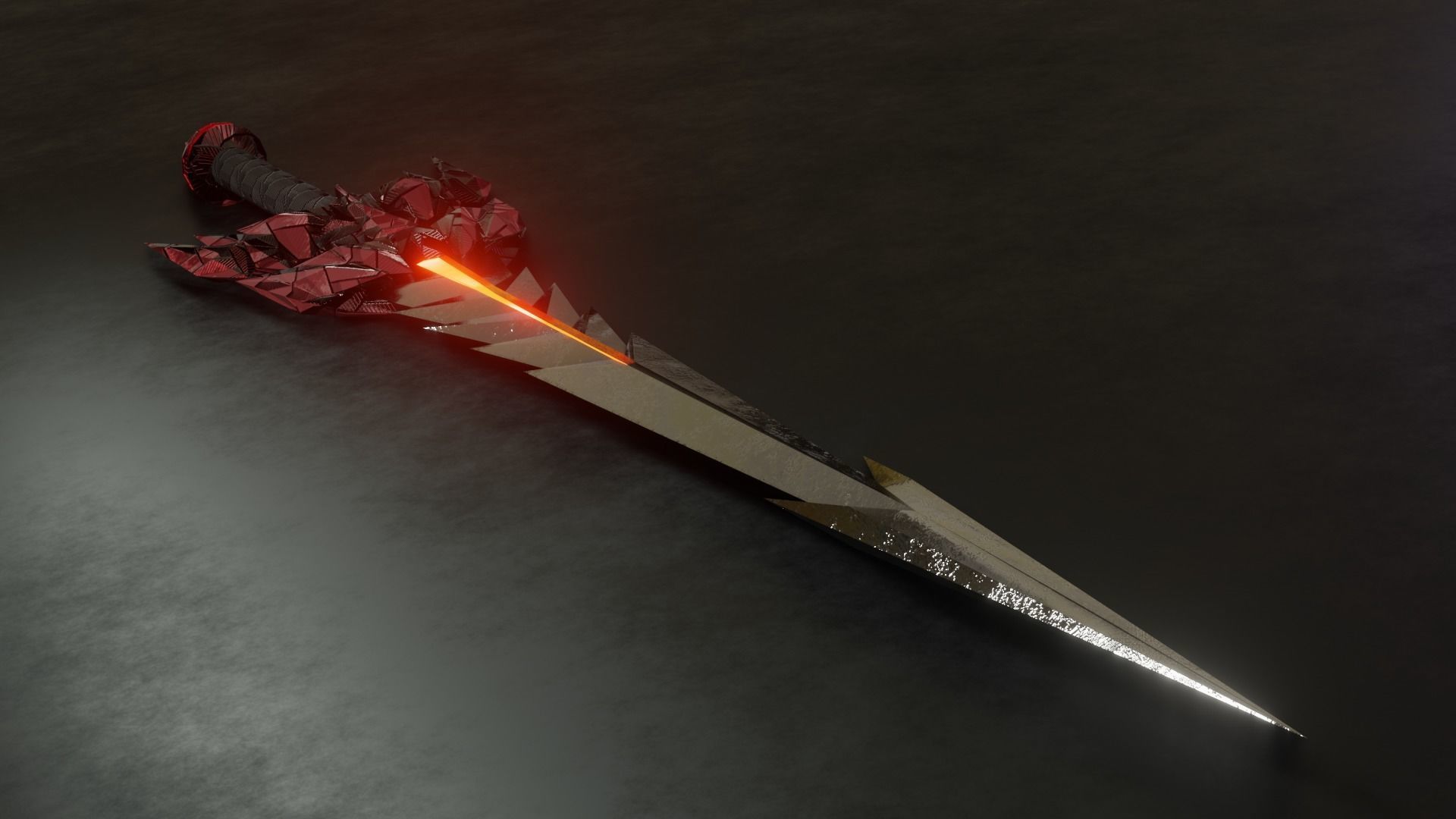 Diabolic Glowing Sword Low-poly 3D model_4