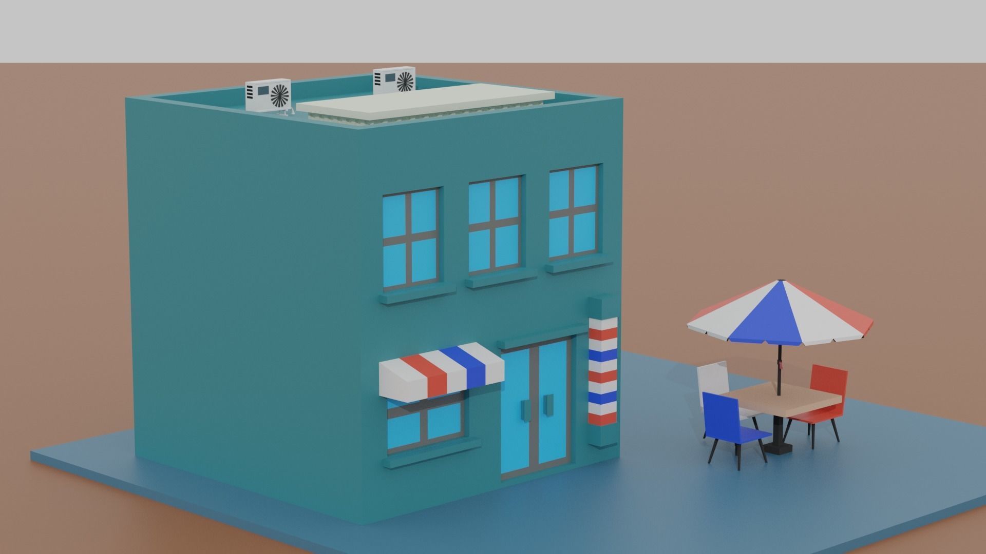 Cartoon Barber Shop 3D model_4