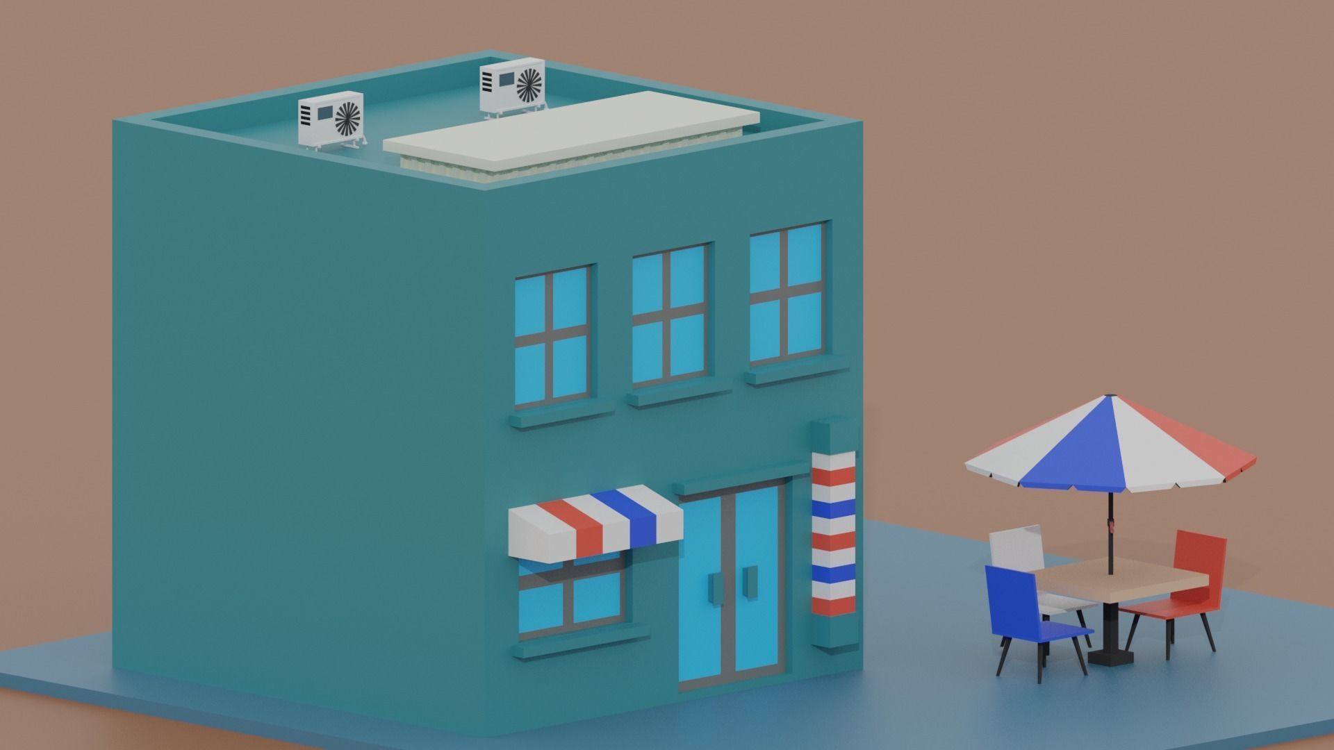 Cartoon Barber Shop 3D model_3