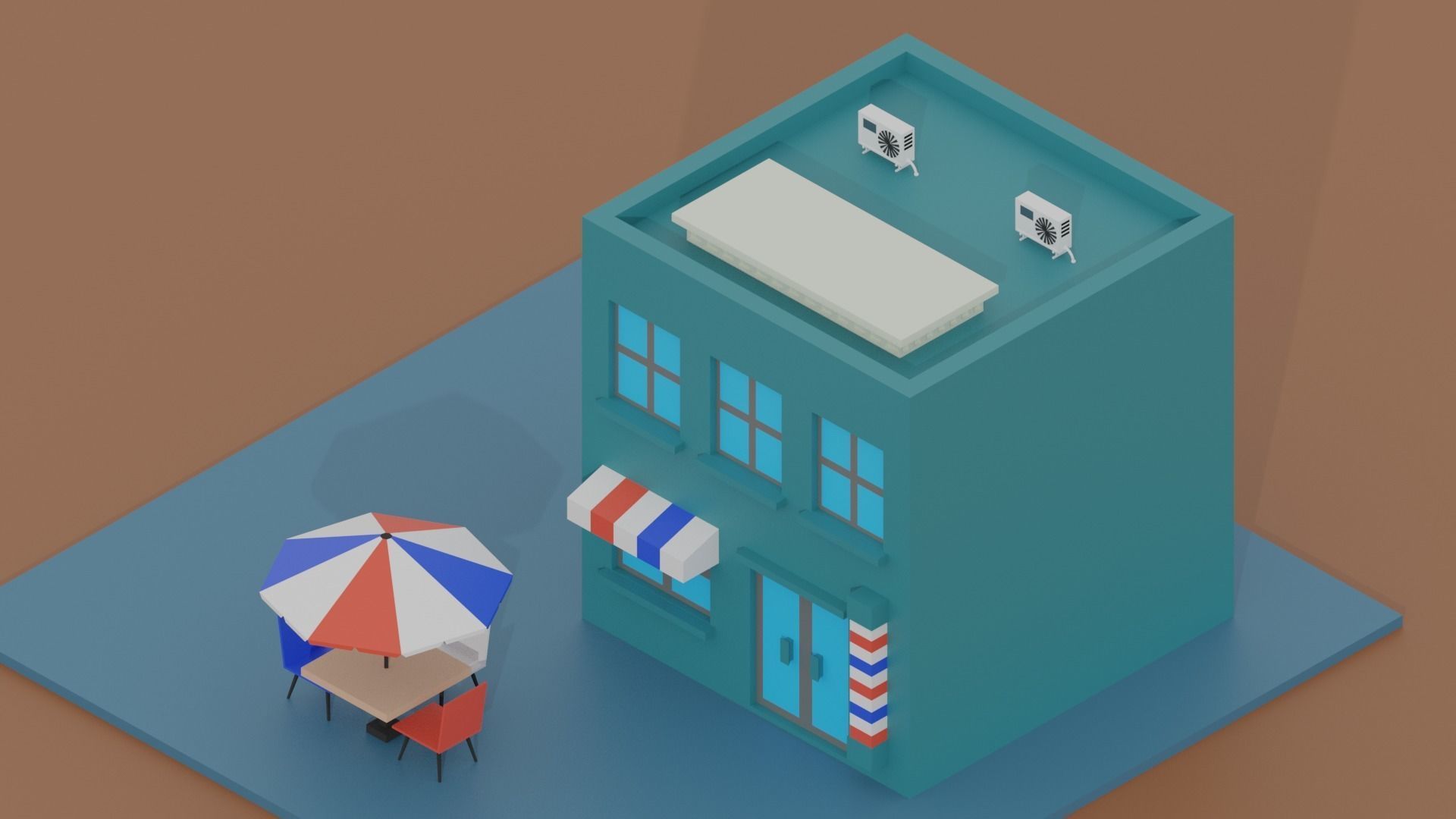 Cartoon Barber Shop 3D model_6