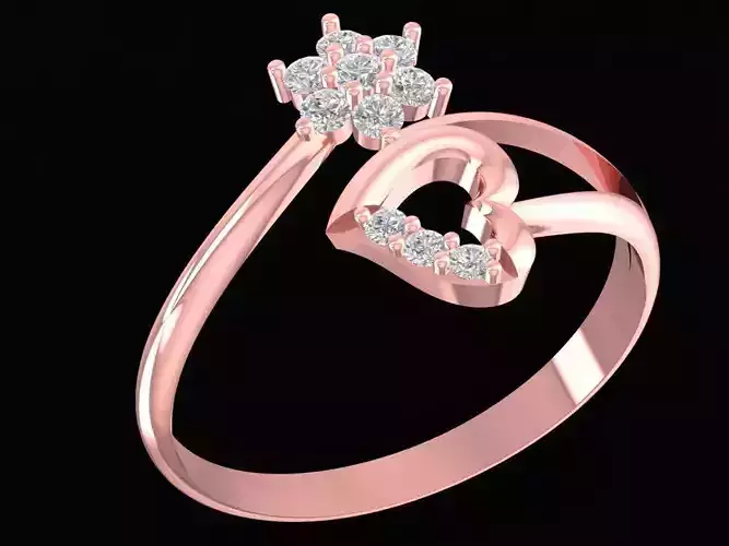 Elegant Heart Shape Diamond Open Ring for Women  2939