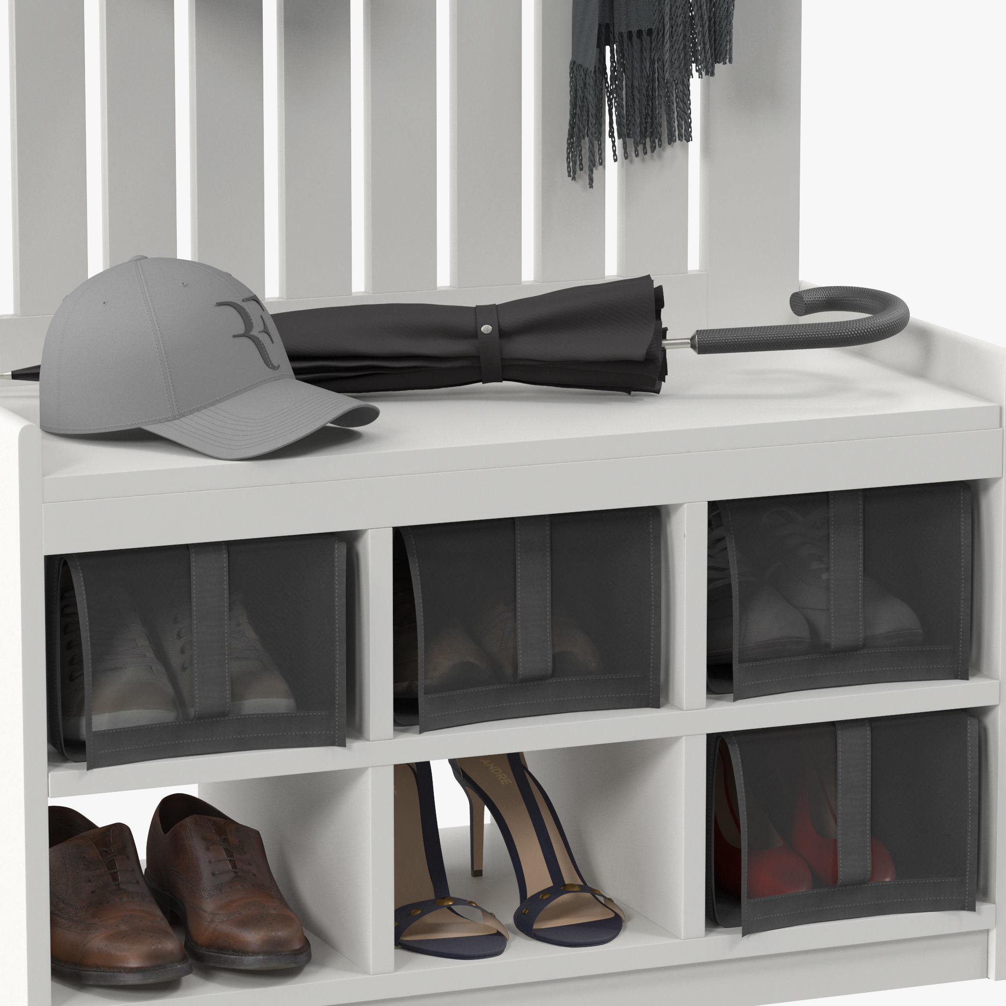 IKEA PANGET Coat rack with shoe storage bench 3D model_7