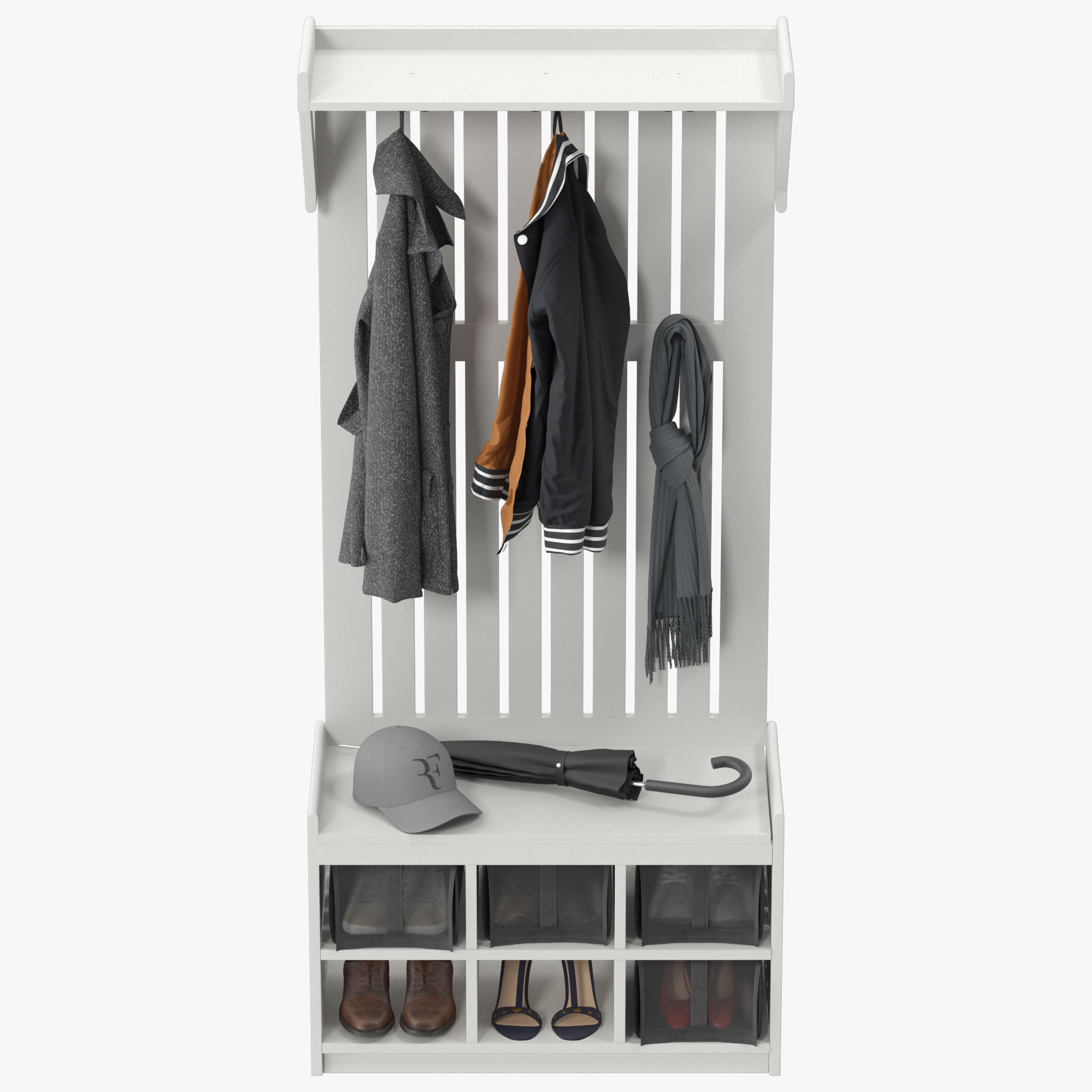 IKEA PANGET Coat rack with shoe storage bench 3D model_10