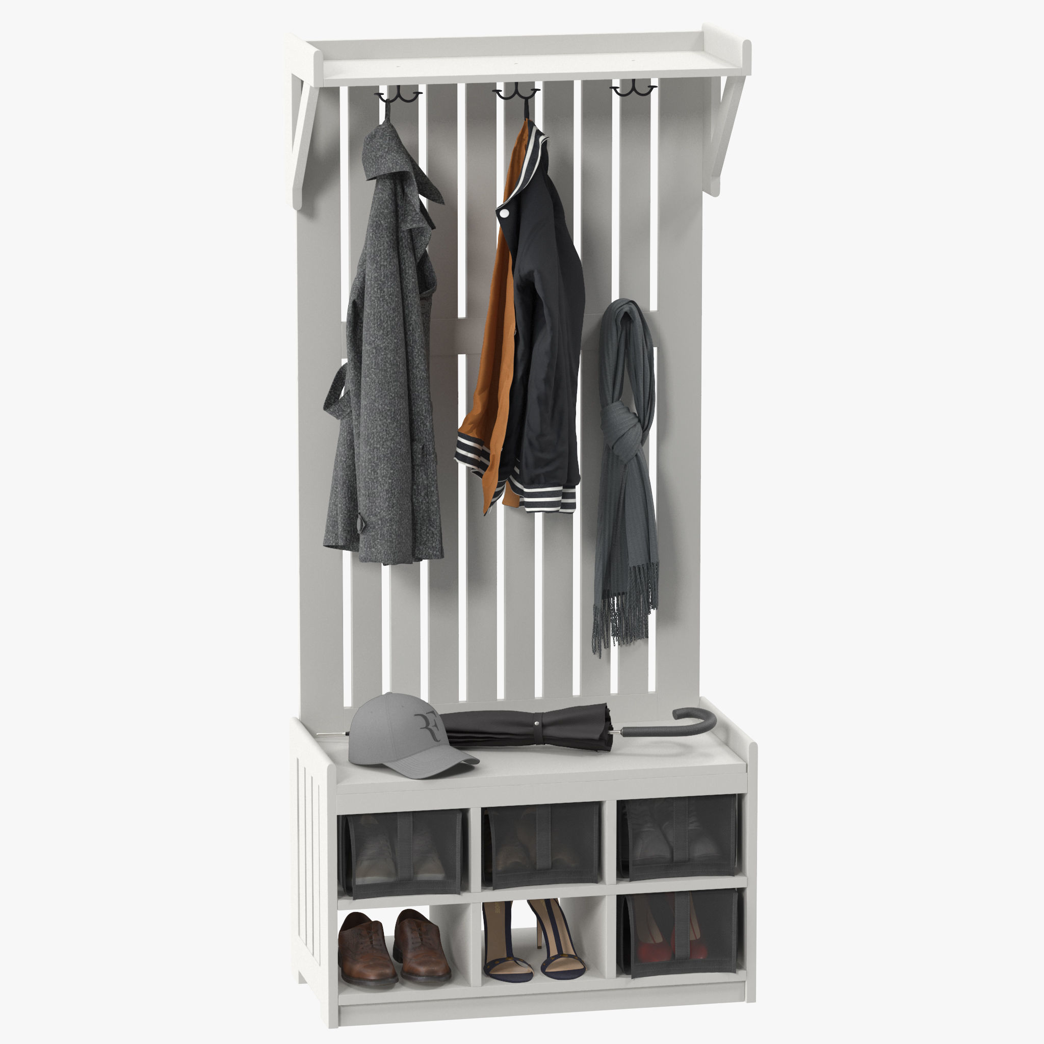 IKEA PANGET Coat rack with shoe storage bench 3D model_11