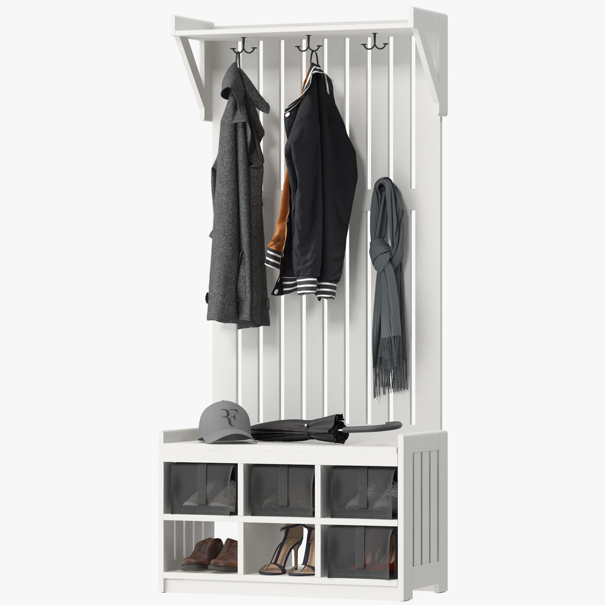 IKEA PANGET Coat rack with shoe storage bench 3D model_5