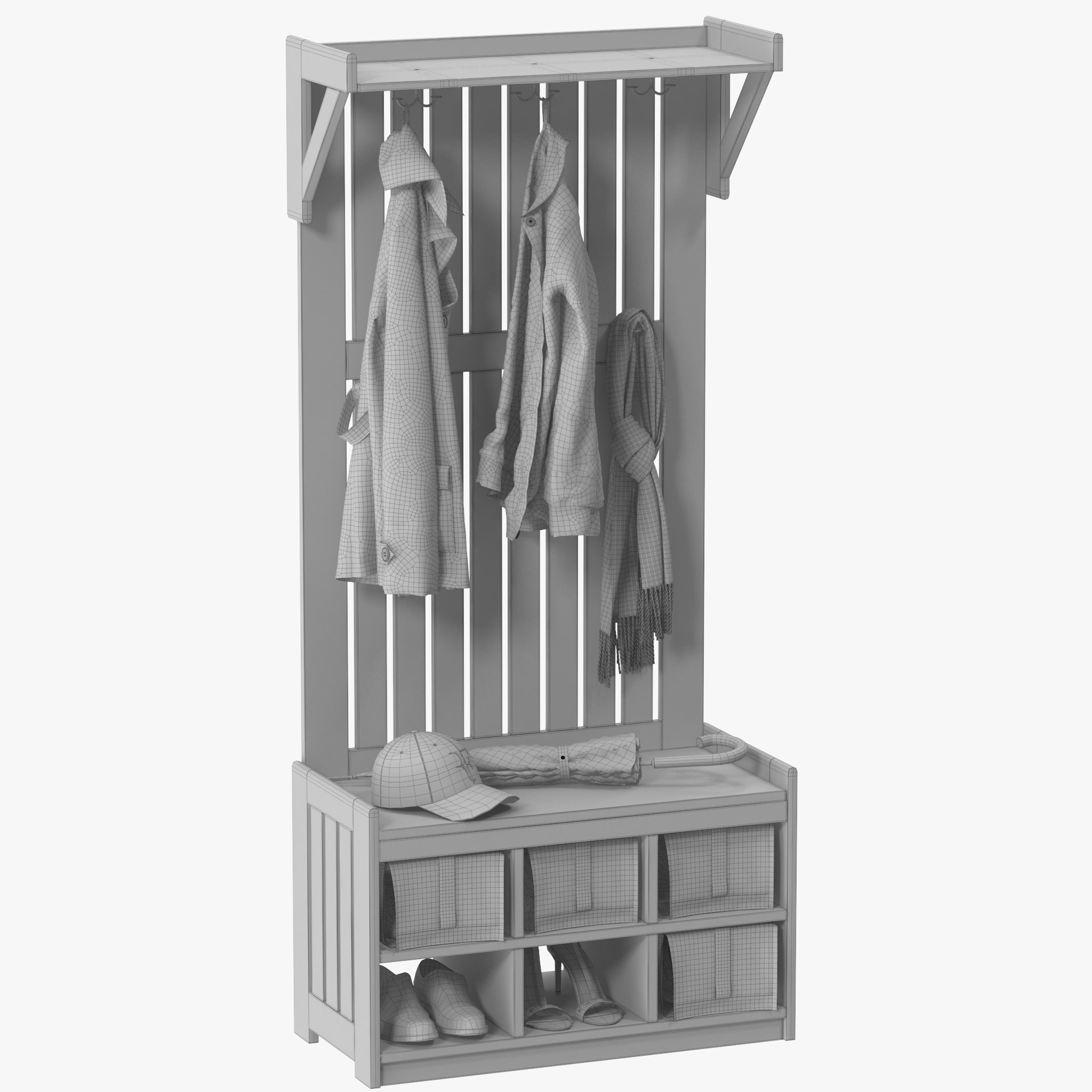 IKEA PANGET Coat rack with shoe storage bench 3D model_14