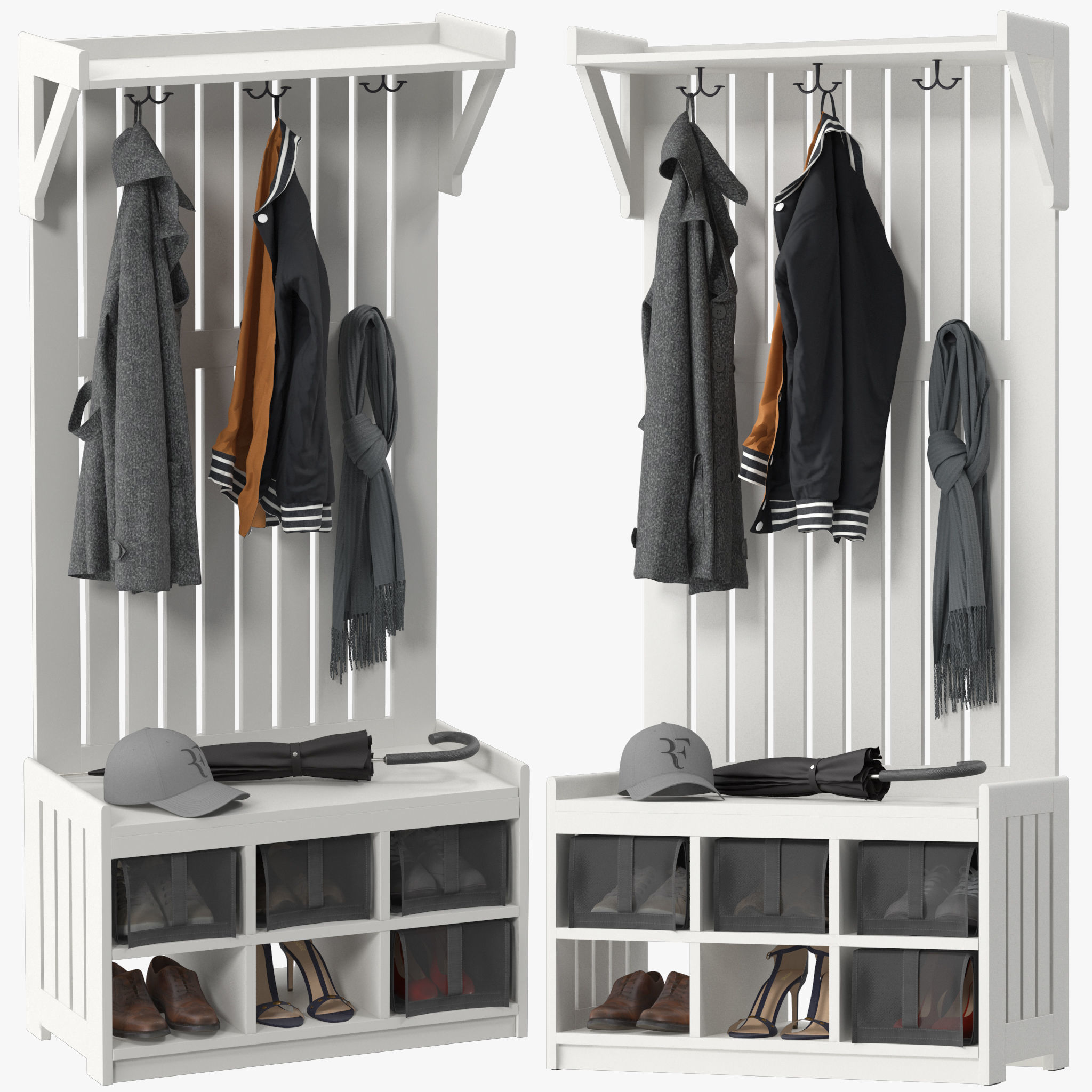 IKEA PANGET Coat rack with shoe storage bench 3D model_1
