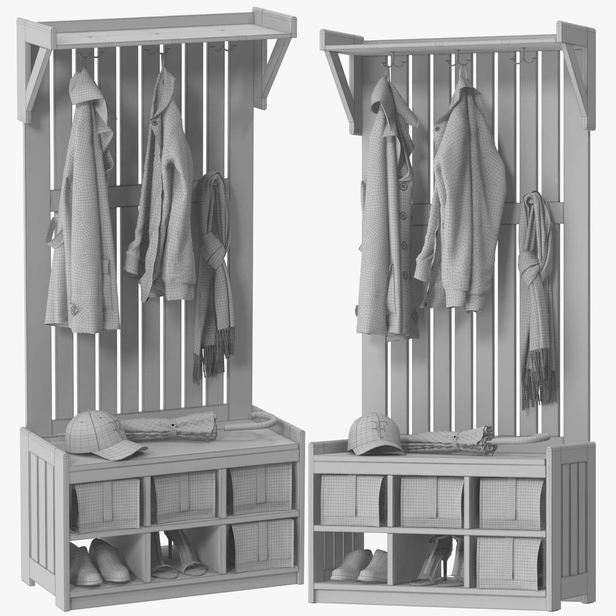 IKEA PANGET Coat rack with shoe storage bench 3D model_12