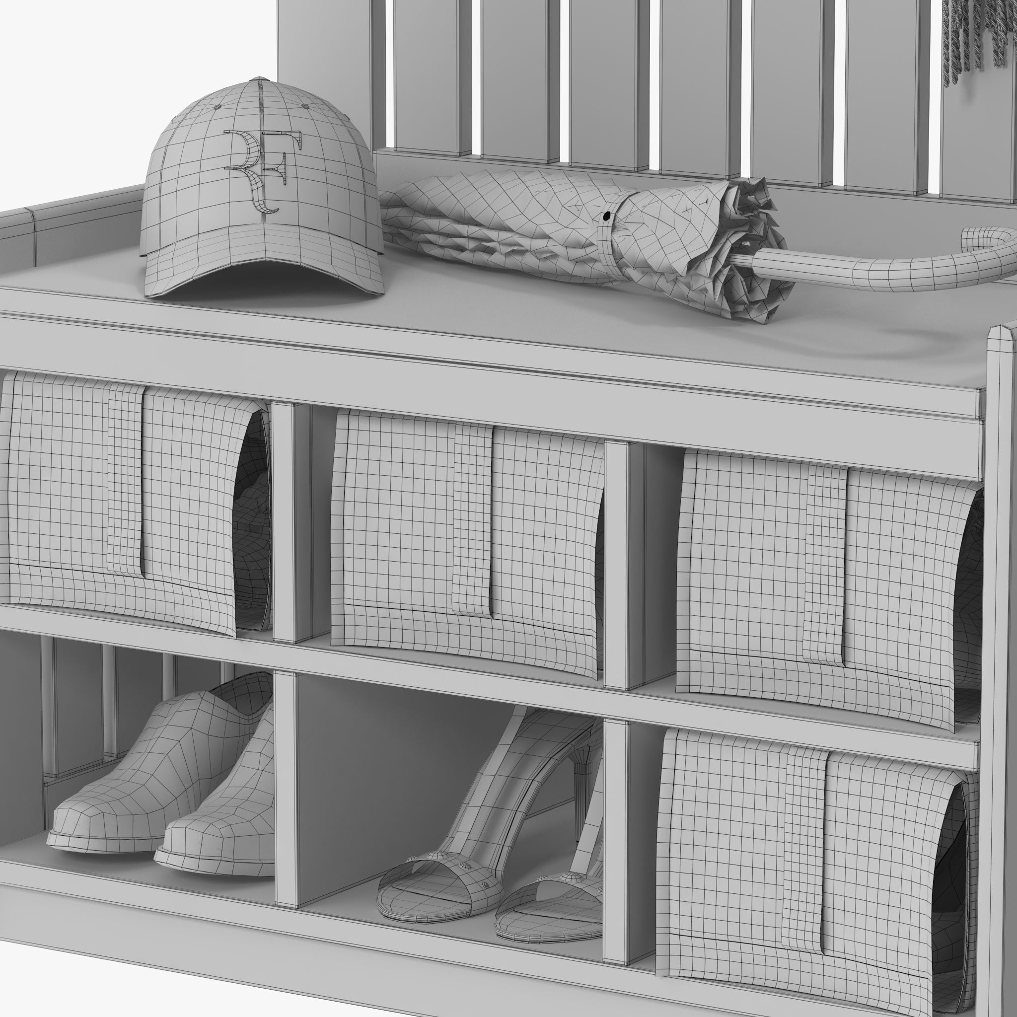 IKEA PANGET Coat rack with shoe storage bench 3D model_13