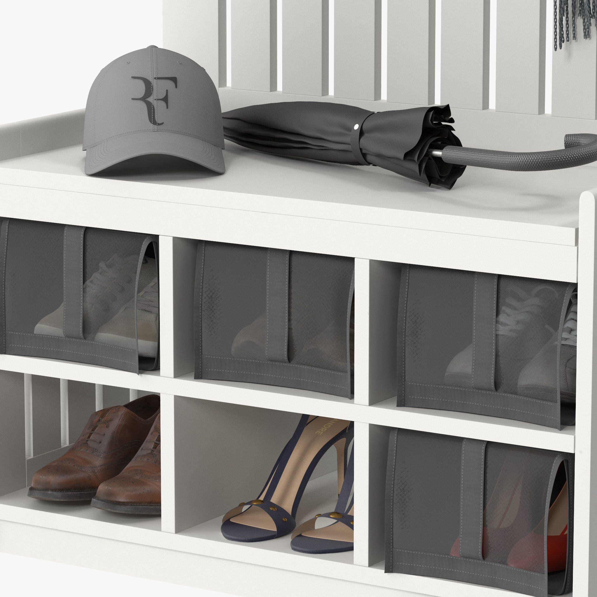 IKEA PANGET Coat rack with shoe storage bench 3D model_3
