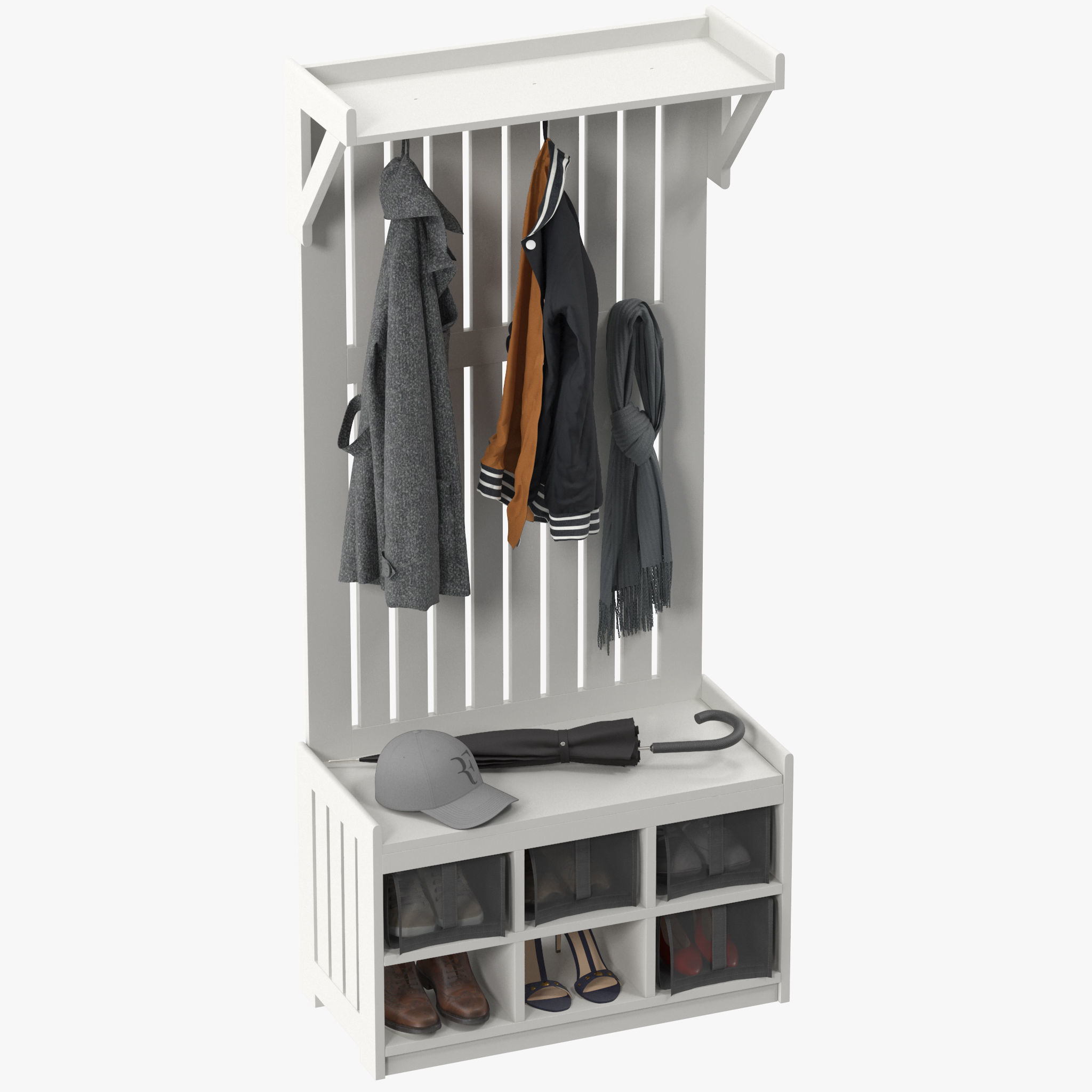 IKEA PANGET Coat rack with shoe storage bench 3D model_8