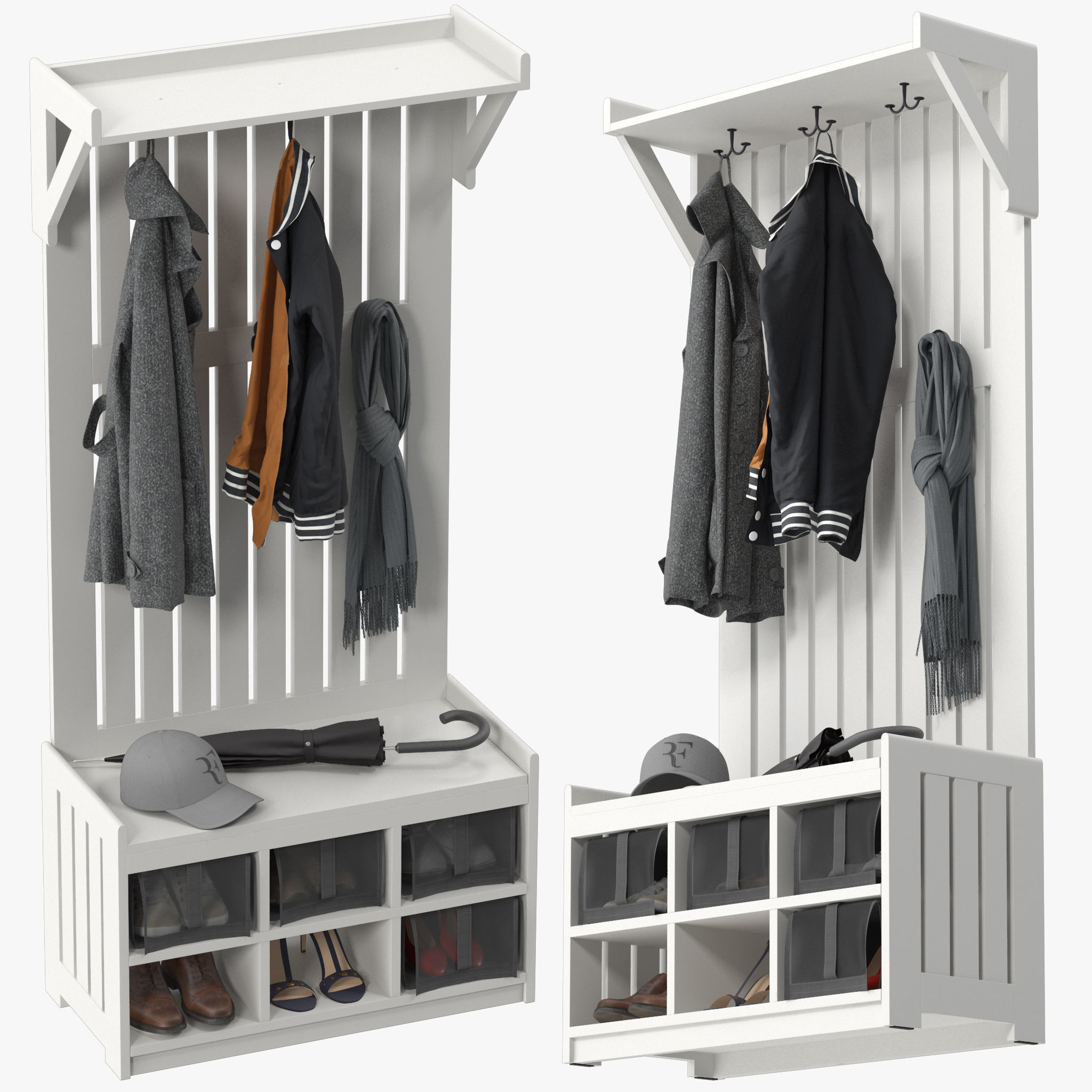 IKEA PANGET Coat rack with shoe storage bench 3D model_2