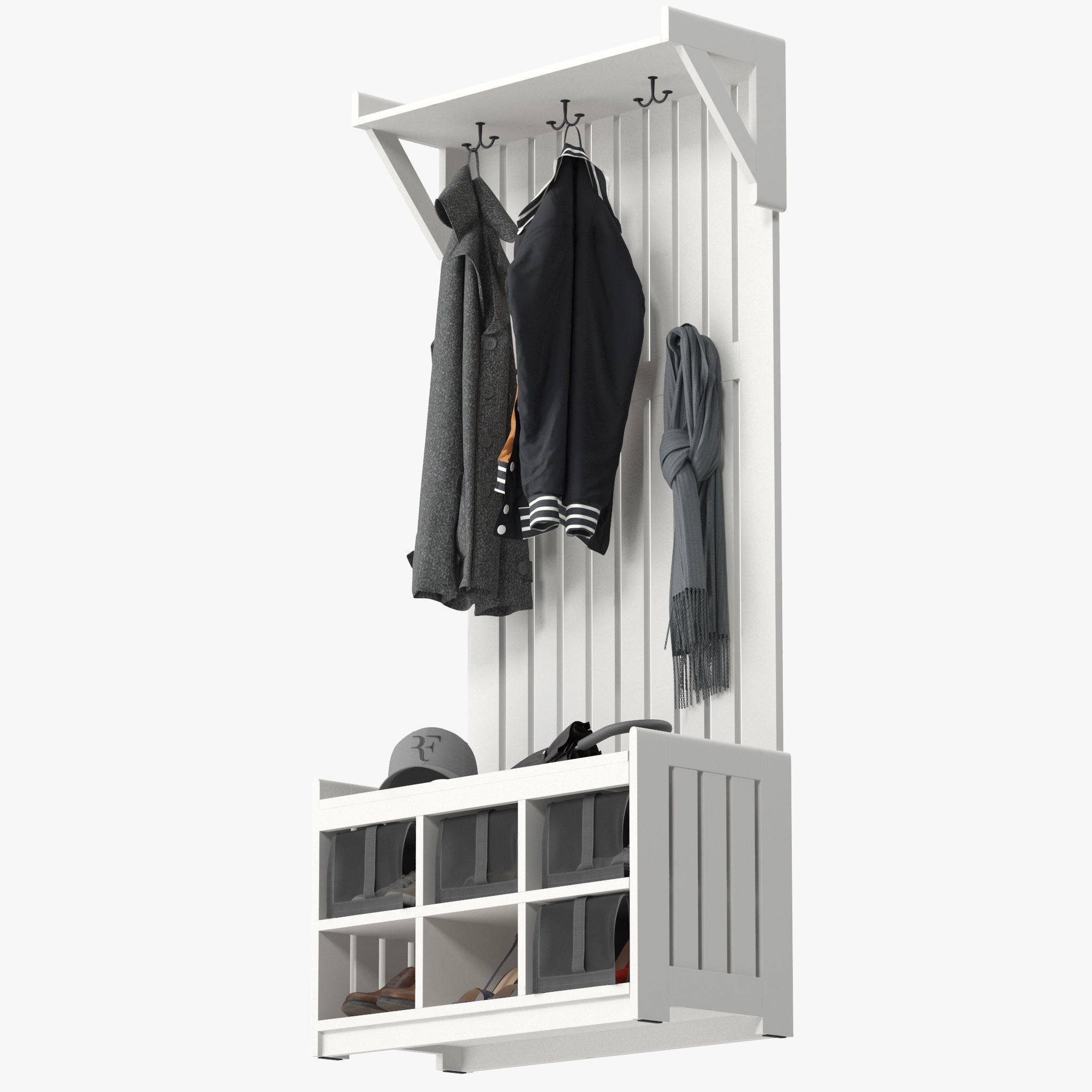 IKEA PANGET Coat rack with shoe storage bench 3D model_9