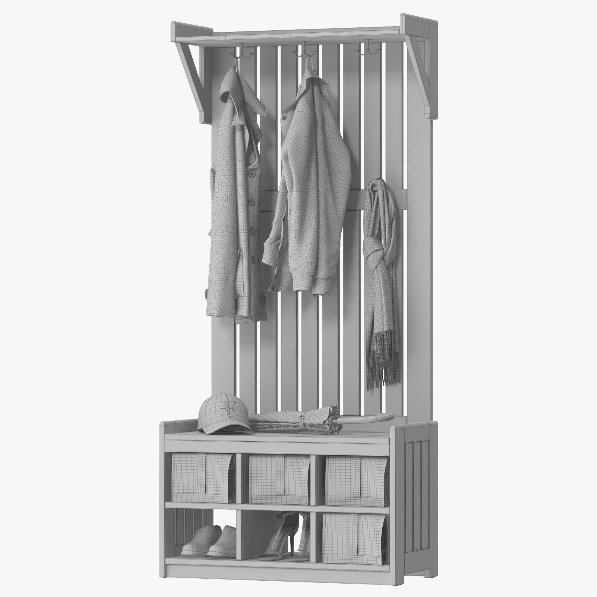 IKEA PANGET Coat rack with shoe storage bench 3D model_15