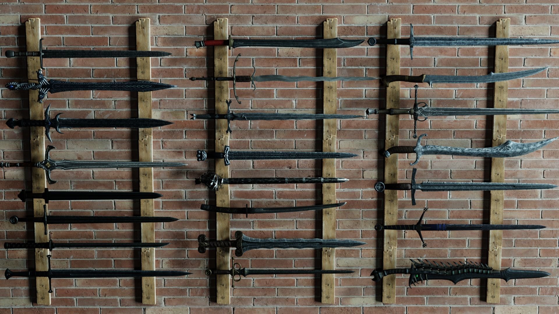 30 Fantasy Sword Models For Games with Textures Low-poly 3D model_4