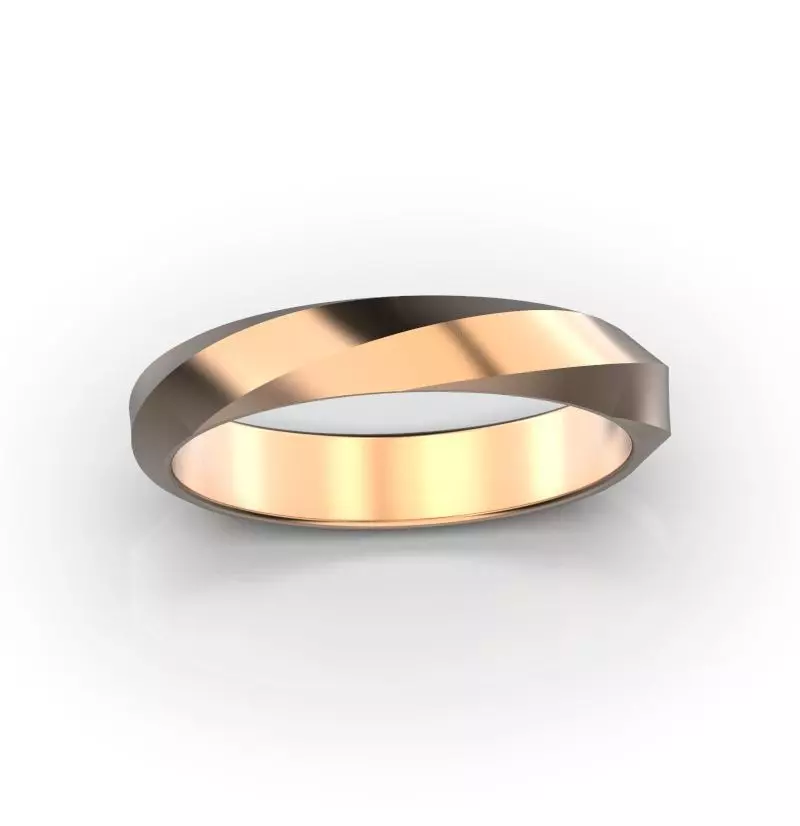 Twisted gold wedding band 3D print model_0