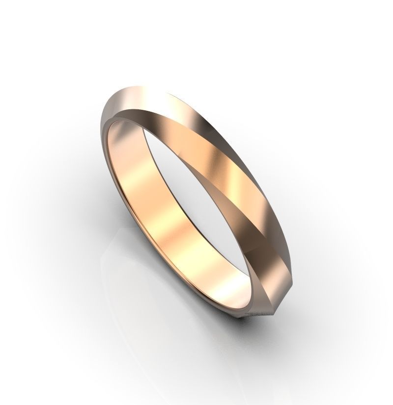 Twisted gold wedding band 3D print model_3